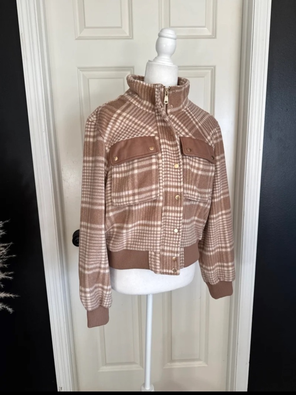 Anthropologie Avec Les Filles Plaid Bomber Jacket size Large - Picture 8 of 12